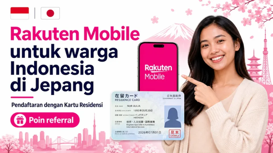 インドネシアの方向け楽天モバイル紹介と在留カード案内画像